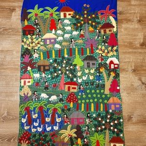 Large vibrant Peruvian 3D fabric wall art